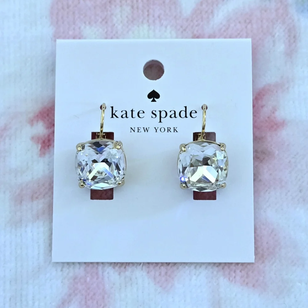 Kate Spade♠️ Clear Faceted Crystal💎 Cushion Earrings - Picture 5 of 16